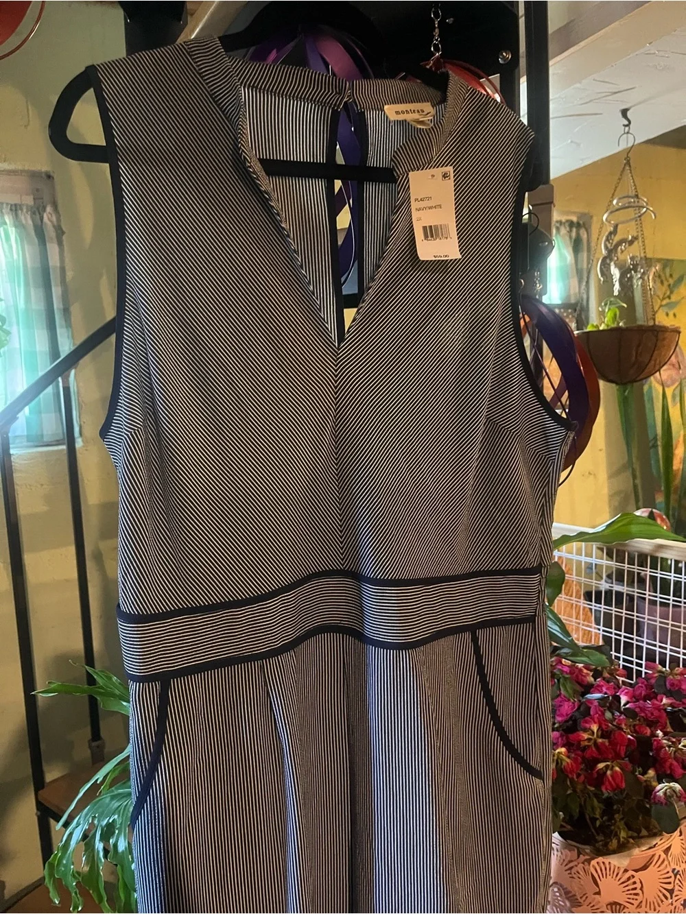 Monteau Navy White Jumpsuit with Navy Trim - Picture 2 of 7